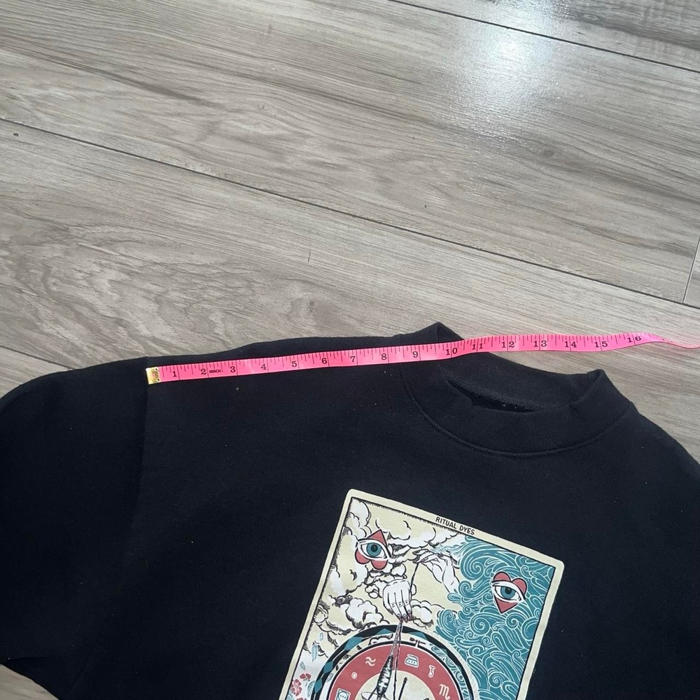 Ritual Dyes Wool of Fortune Graphic Sweatshirt Black Oversized Tarot Art - Picture 4 of 4